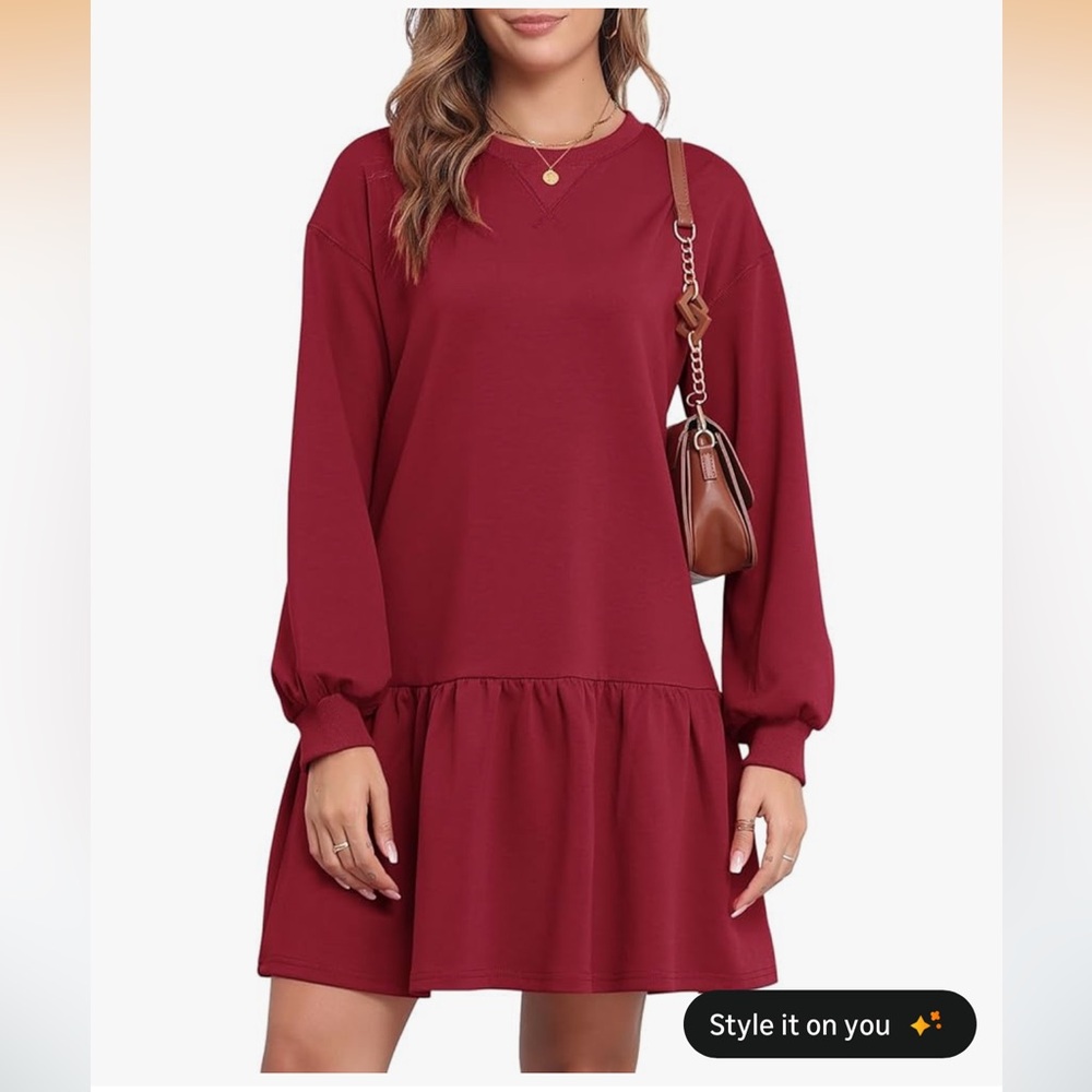 NWT Dokuritu Wine Red Sweatshirt Mini Dress